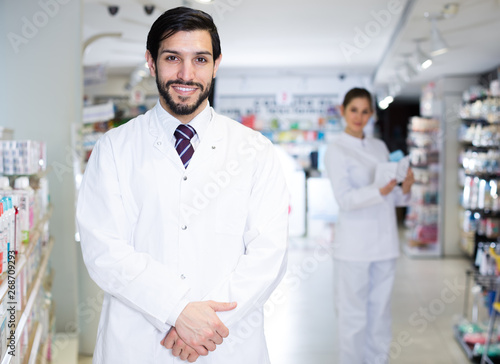 guy pharmacist  on his work place