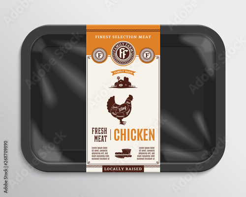 Vector chicken meat packaging illustration