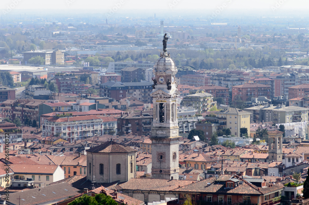 Detail of the beautiful city of Bergamo in Northern Italy seen from above