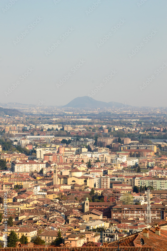 Detail of the beautiful city of Bergamo in Northern Italy seen from above