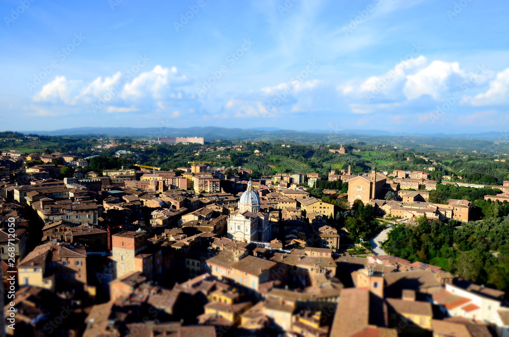 view on historic italian town of Siena, Tuscany