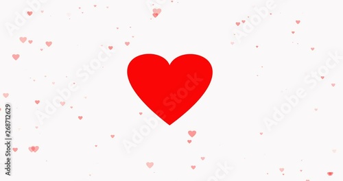 4K video. Flying heart animation. Hearts particles animation, video on white background