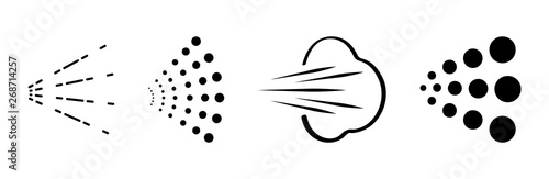 Spray vector icons set. Water or air sprayer nozzle for paint aerosol or deodorant. Vector spray logo set