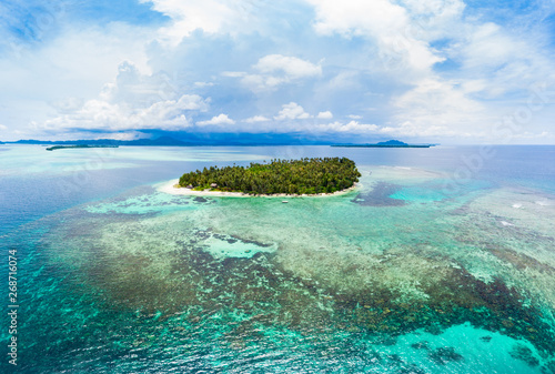 Aerial view Banyak Islands Sumatra tropical archipelago Indonesia, Aceh, coral reef white sand beach. Top travel tourist destination, best diving snorkeling. © fabio lamanna