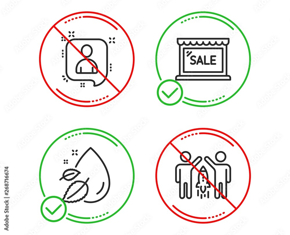 Do or Stop. Developers chat, Sale and Water drop icons simple set. Partnership sign. Manager talk, Shopping store, Serum oil. Business startup. Business set. Line developers chat do icon. Vector