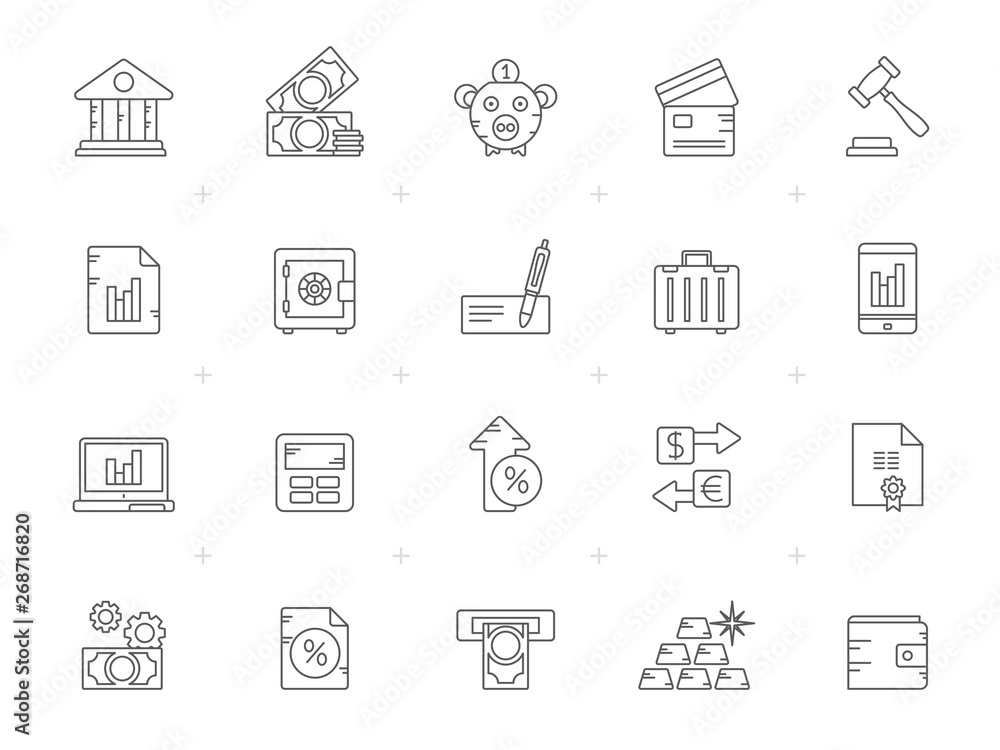 Line Bank, Business and Finance Icons - vector icon set Line Bank, Business and Finance Icons - vector icon set