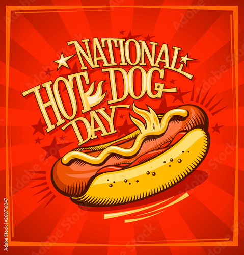 National hot dog day, vector banner design