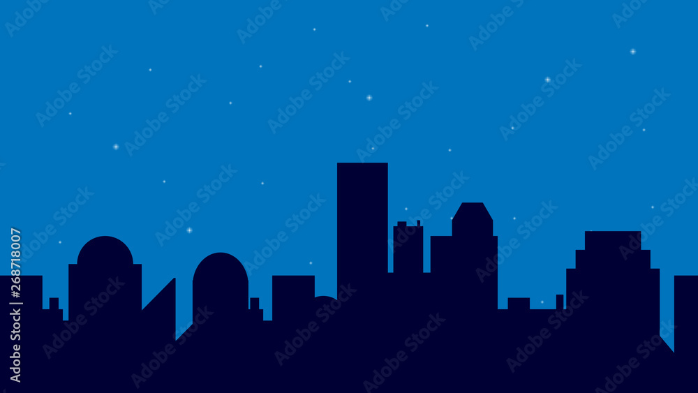Night city vector. City landscape illustration