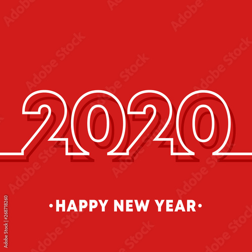 2020 Happy New Year template. Minimal line design background for typography, printing products, flyer, brochure covers or invitation cards