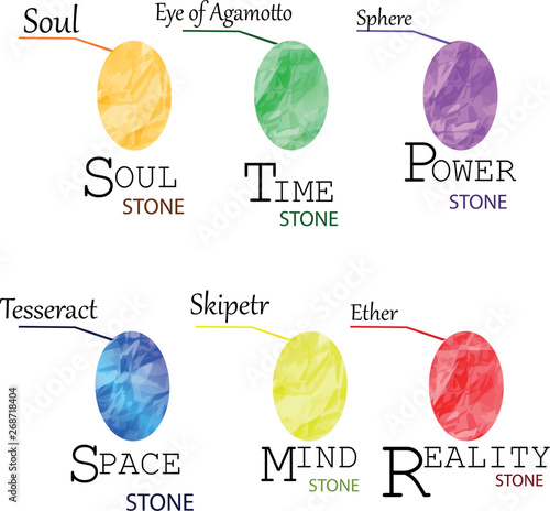 Stones of infinity. The Avengers. Thanos.Vector illustration.
