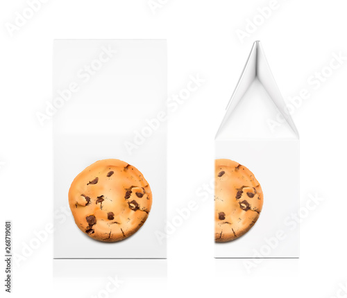 Realistic cardboard box mockups. Front and side view. Vector illustration isolated on white background. Ready for your design. EPS10.	