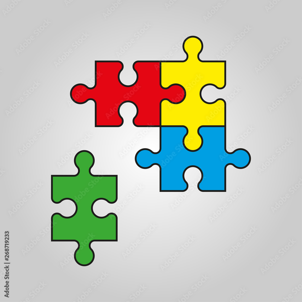 Puzzle vector illustration. Four piece puzzle Puzzle vector illustration. Four piece puzzle