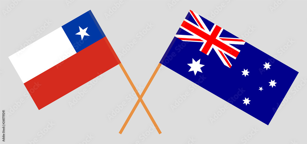 Chile and Australia. Chilean and Australian flags Chile and Australia. Chilean and Australian flags