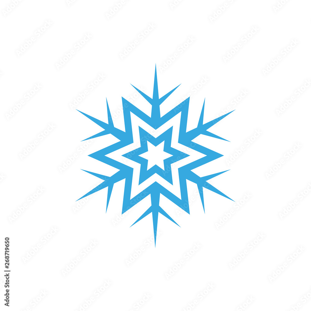 Snowflake vector icon. Blue snowflake on a white background Snowflake vector icon. Blue snowflake on a white background