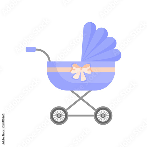 Cute violet color stroller with fashion orange ribbon