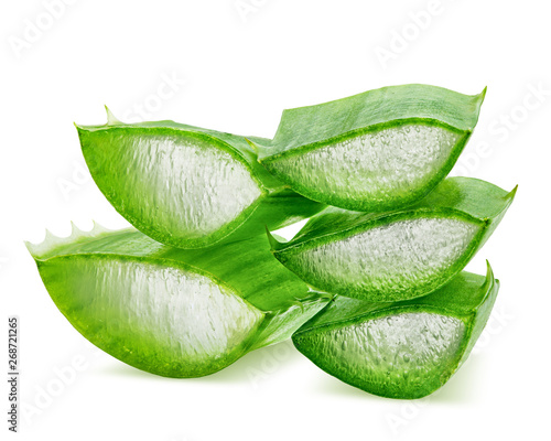 Aloe vera, slice, isolated on white background, clipping path, full depth of field
