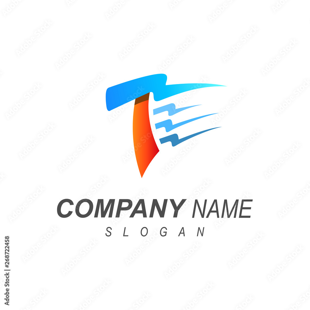 logo letter t, icon t and thunder or lightning + delivery express logo letter t, icon t and thunder or lightning + delivery express
