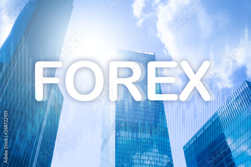 Forex trading and investment concept on double exposure blurred background