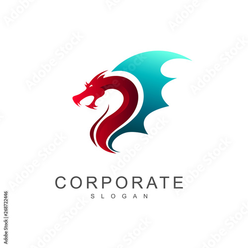 dragon logo , martial arts logo + traditional icon + flying dragon symbol