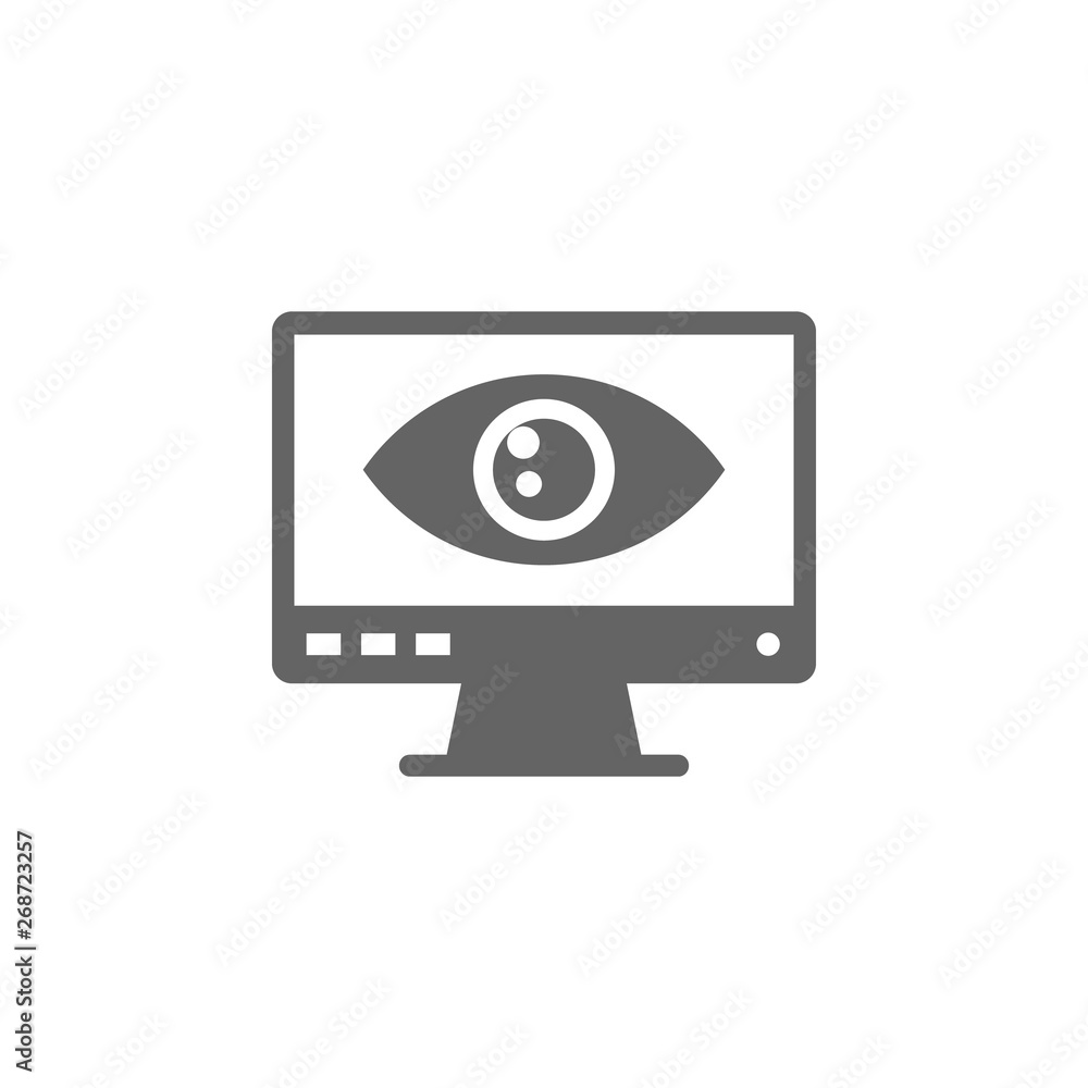 Computer monitor, digital scan, online protection, online system protection, security scanner icon Computer monitor, digital scan, online protection, online system protection, security scanner icon