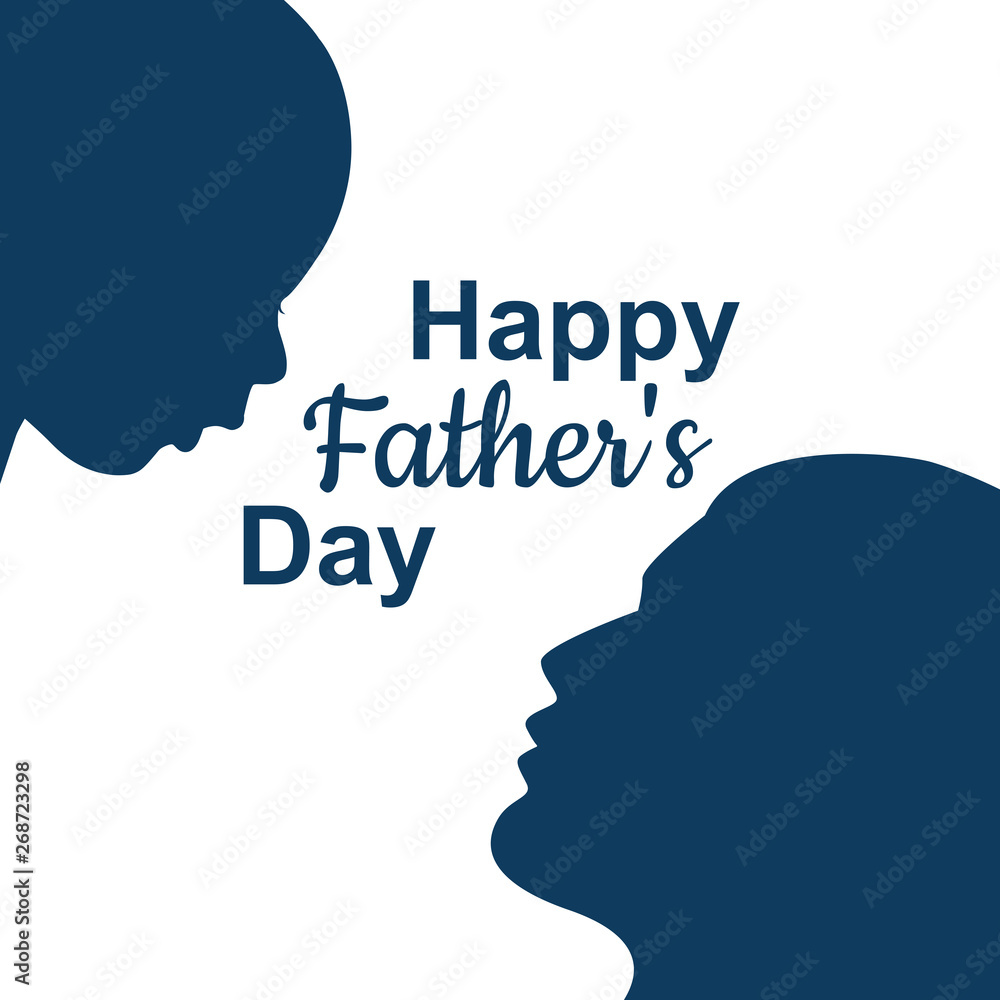 Happy Fathers Day. Dad and son vector illustration, flat design