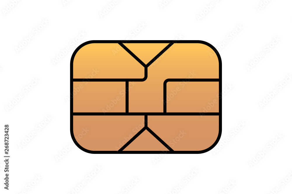 Vecteur Stock Gold EMV chip icon for bank plastic credit or debit
