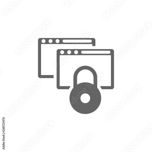 Data encryption, locked website, online security concept, ssl protocol, webpage protection icon