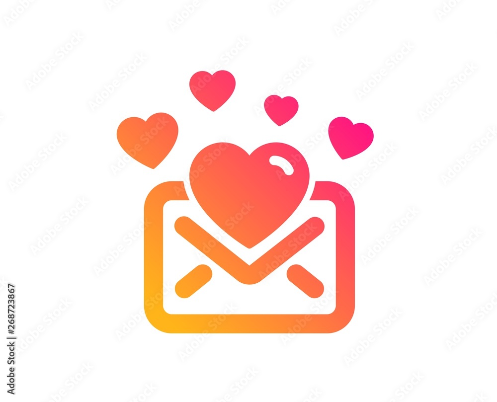Love Mail icon. Valentines Message correspondence sign. E-mail symbol. Classic flat style. Gradient love Mail icon. Vector Love Mail icon. Valentines Message correspondence sign. E-mail symbol. Classic flat style. Gradient love Mail icon. Vector