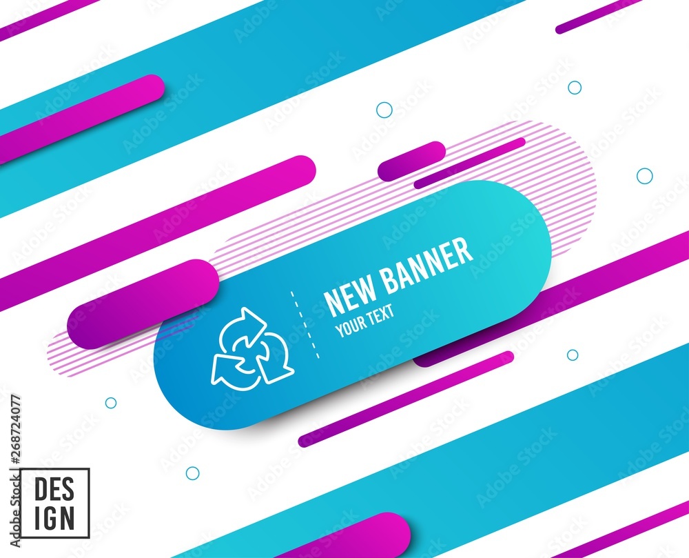 Recycle arrow line icon. Recycling waste symbol. Reduce and Reuse sign. Diagonal abstract banner. Linear recycle icon. Geometric line shapes. Vector Recycle arrow line icon. Recycling waste symbol. Reduce and Reuse sign. Diagonal abstract banner. Linear recycle icon. Geometric line shapes. Vector