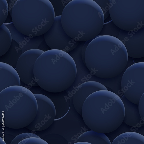 Abstract seamless pattern or background of holes and circles with shadows in blue colors