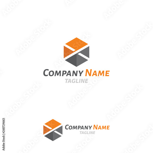 Realistic X Box Logo - Cube Shape, modern flat design box, X letter on box