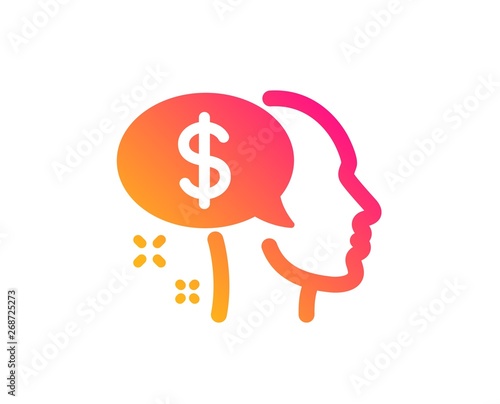 Pay icon. Think about money sign. Beggar symbol. Classic flat style. Gradient pay icon. Vector