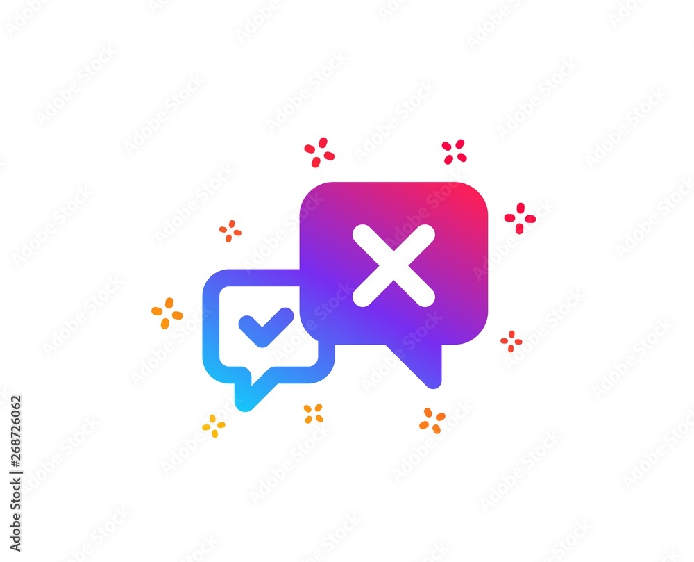 Reject message icon. Decline or remove chat sign. Dynamic shapes. Gradient design reject icon. Classic style. Vector Reject message icon. Decline or remove chat sign. Dynamic shapes. Gradient design reject icon. Classic style. Vector