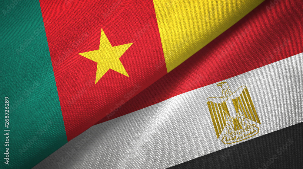 Cameroon and Egypt two flags textile cloth Cameroon and Egypt two flags textile cloth