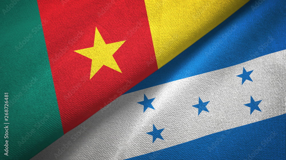 Cameroon and Honduras two flags textile cloth, fabric texture Cameroon and Honduras two flags textile cloth, fabric texture