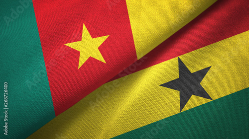 Cameroon and Ghana two flags textile cloth, fabric texture