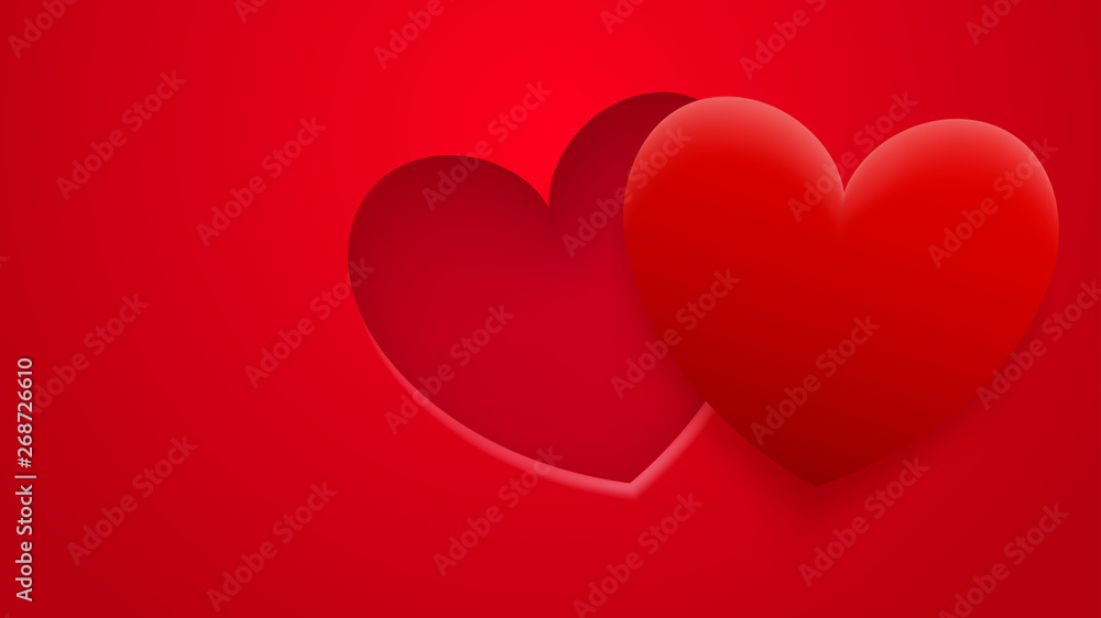 Abstract background of hole and heart with shadow in red colors Abstract background of hole and heart with shadow in red colors