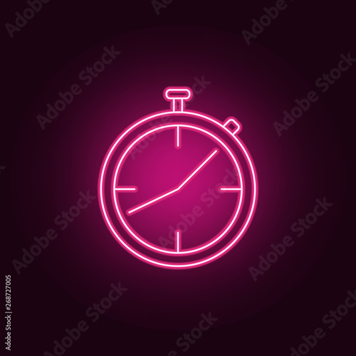 stopwatch neon icon. Elements of Measure set. Simple icon for websites, web design, mobile app, info graphics