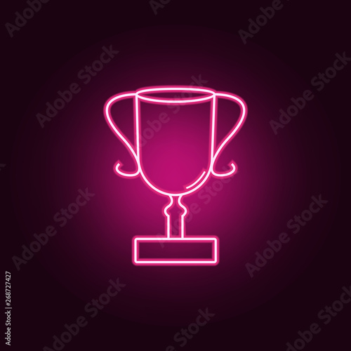 Trophy neon icon. Elements of Medals set. Simple icon for websites  web design  mobile app  info graphics