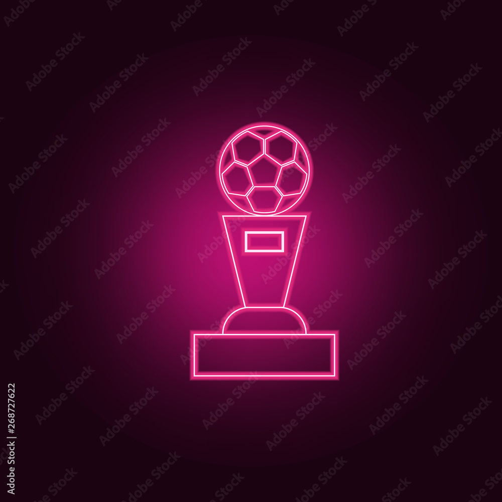 Soccer Winner Cup neon icon. Elements of Medals set. Simple icon for websites, web design, mobile app, info graphics Soccer Winner Cup neon icon. Elements of Medals set. Simple icon for websites, web design, mobile app, info graphics