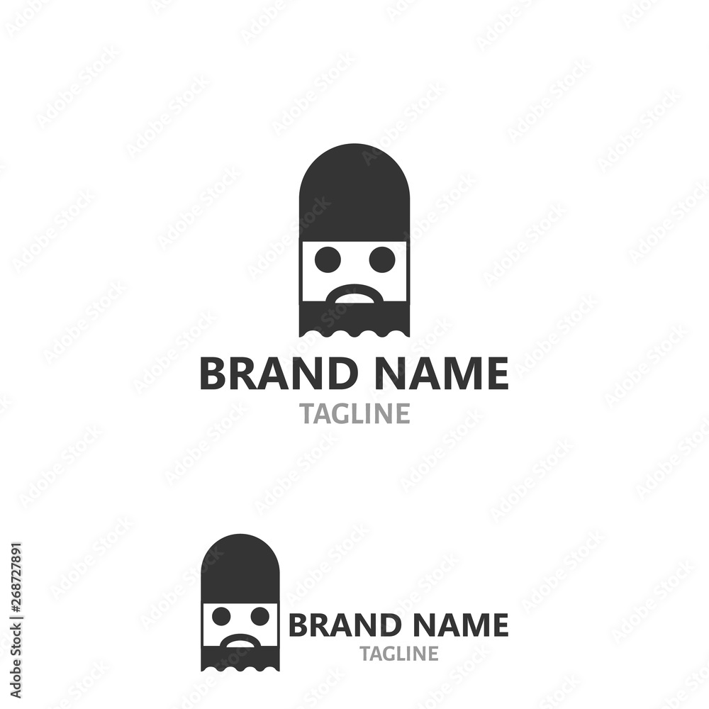Male head logo concept, male with moustache and beard, male face design concept Male head logo concept, male with moustache and beard, male face design concept