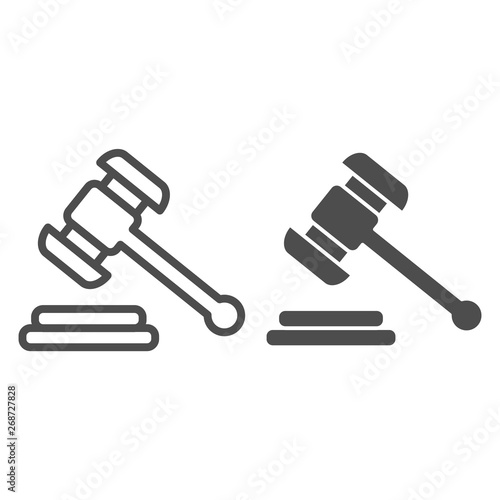 Hammer judje line and glyph icon. Auction hammer vector illustration isolated on white. Justice outline style design, designed for web and app. Eps 10.