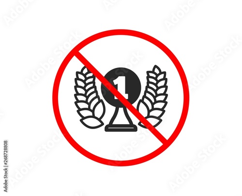 No or Stop. Laureate award icon. Winner prize symbol. Prize with Laurel wreath sign. Prohibited ban stop symbol. No laureate award icon. Vector