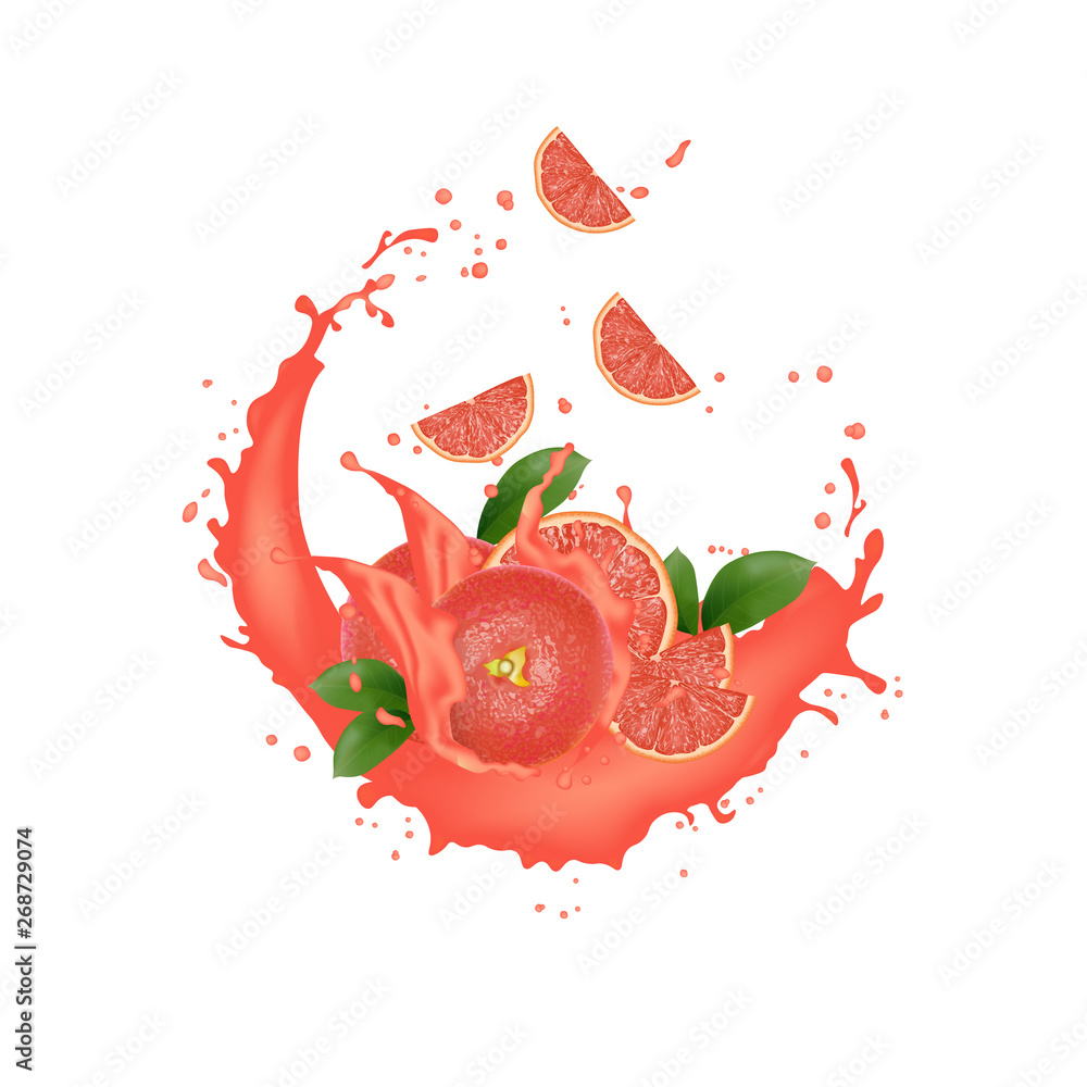 Juice milk yogurt grapefruit slices splashing. Juicy grapefruit splash packaging template. Ad banner. Falling slices. Juice milk yogurt grapefruit slices splashing. Juicy grapefruit splash packaging template. Ad banner. Falling slices.