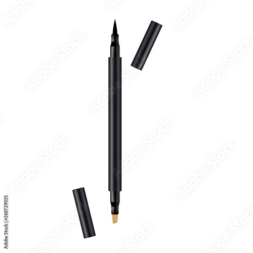 Eyeliner 3d template pencil. Make up realistic pen. Liner. Crayon. Cosmetic Makeup Metallic Eyeliner Pencils.