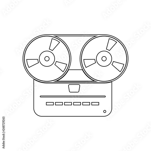 Analog stereo open reel tape deck recorder icon. Element of music instrument for mobile concept and web apps icon. Outline, thin line icon for website design