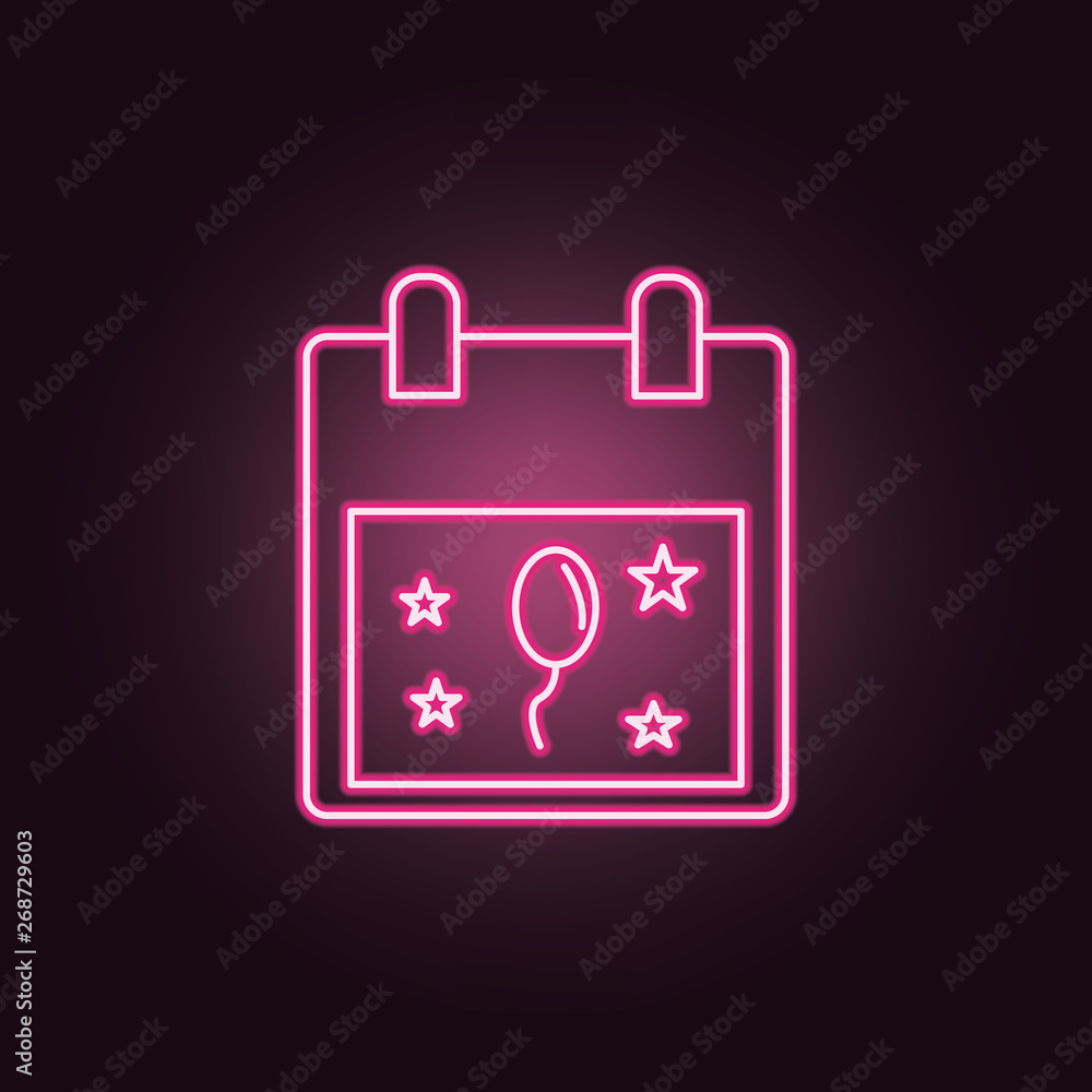 calendar party neon icon. Elements of Party set. Simple icon for websites, web design, mobile app, info graphics calendar party neon icon. Elements of Party set. Simple icon for websites, web design, mobile app, info graphics