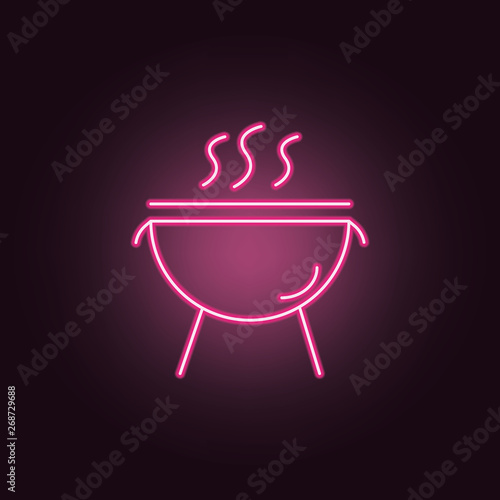 Charcoal grill neon icon. Elements of Party set. Simple icon for websites, web design, mobile app, info graphics photo