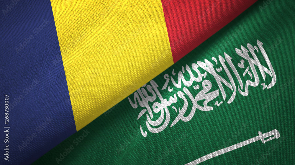Fototapeta premium Chad and Saudi Arabia flags textile cloth