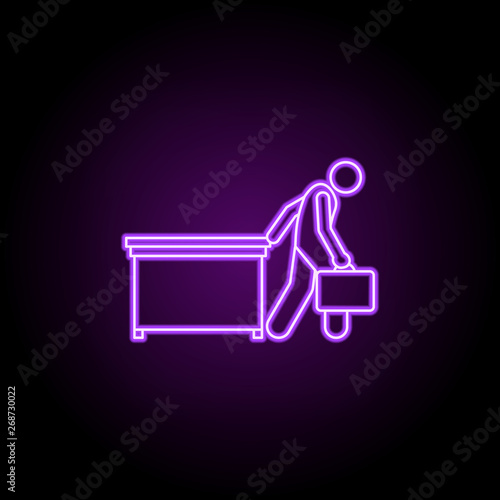 leaving late work neon icon. Elements of People in the work set. Simple icon for websites, web design, mobile app, info graphics